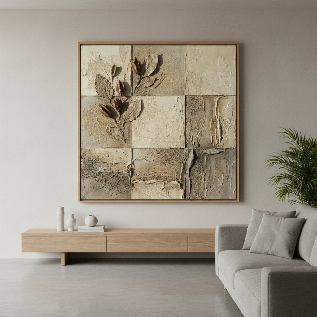 2Textured Earthy Botanical Painting #TEBO110