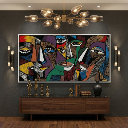 Cubist Tribal Faces - Canvas