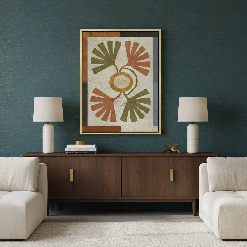 Symmetrical Botanical Radiance Organic Shapes - Canvas