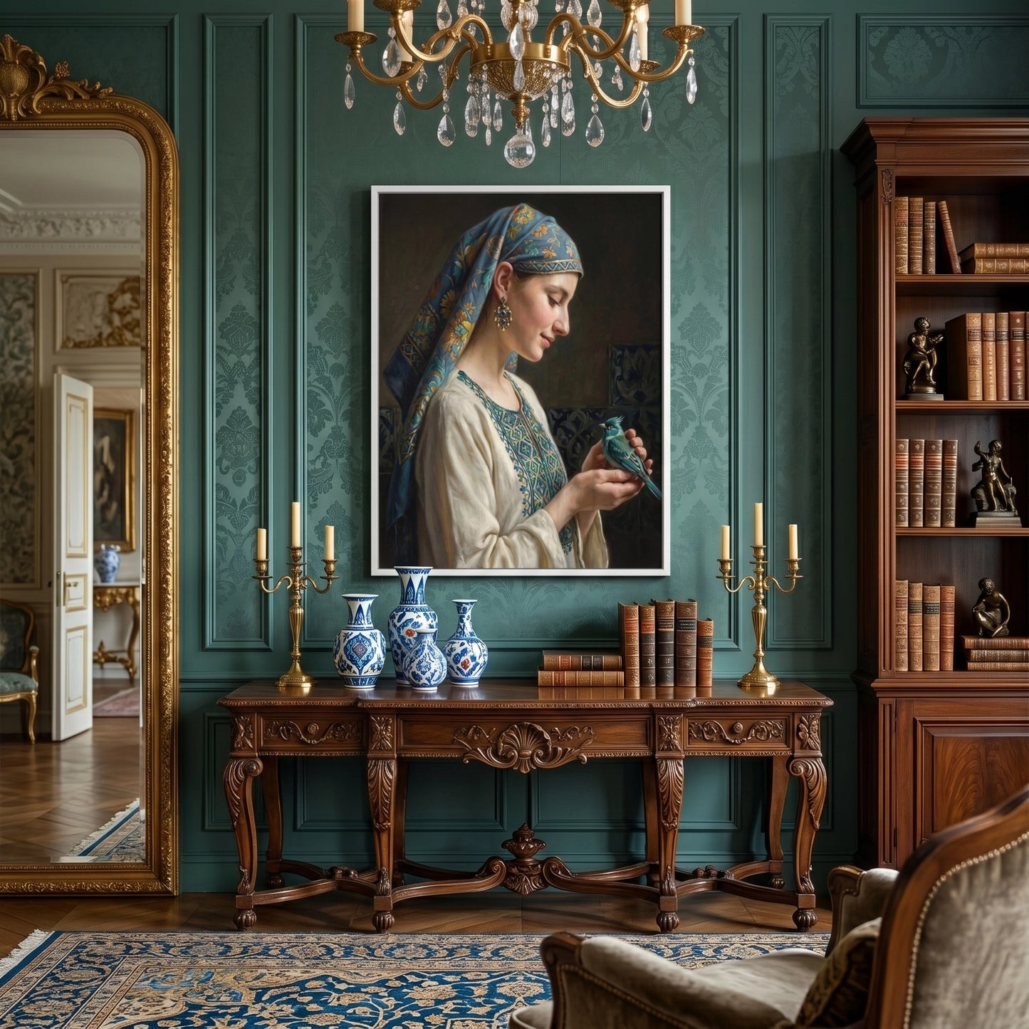 2Woman with Azure Bird - Fine Art