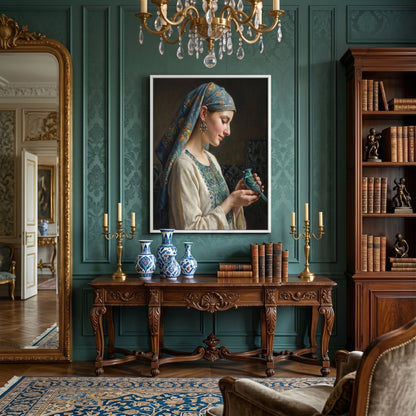 Woman with Azure Bird - Fine Art