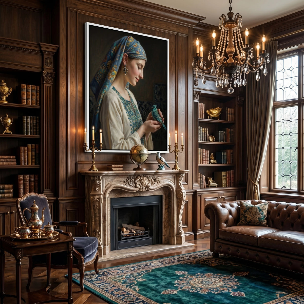 Woman with Azure Bird - Canvas