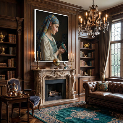 Woman with Azure Bird - Canvas