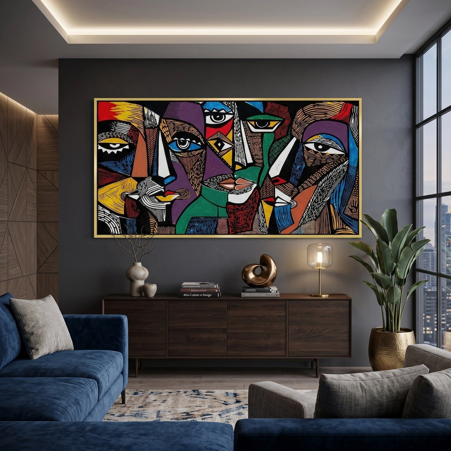2Cubist Tribal Faces - Canvas
