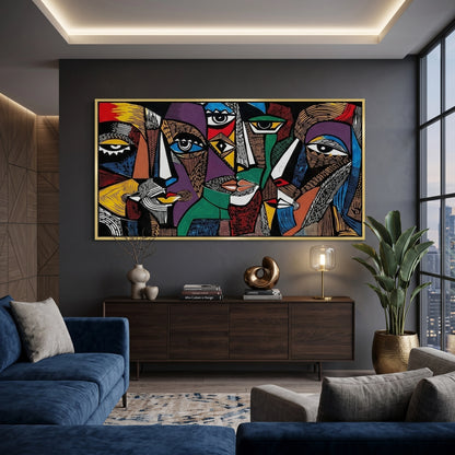 Cubist Tribal Faces - Canvas