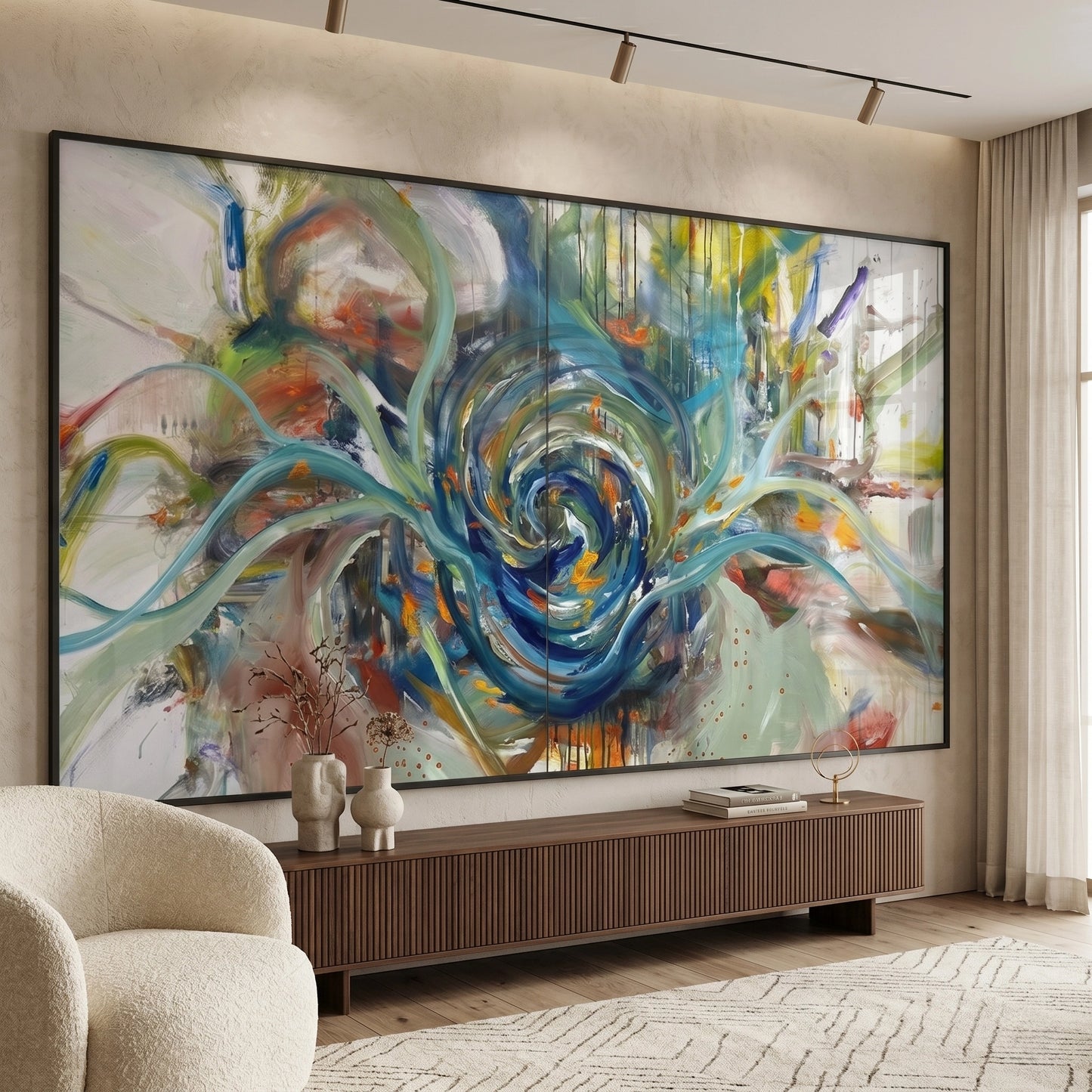 2Teal Motion Abstract - Fine Art
