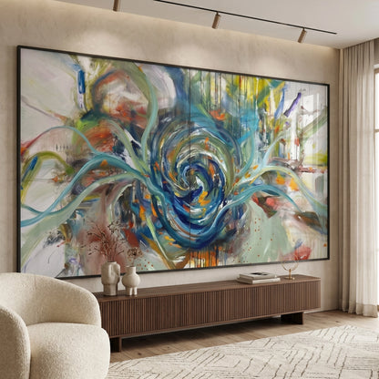 Teal Motion Abstract - Fine Art