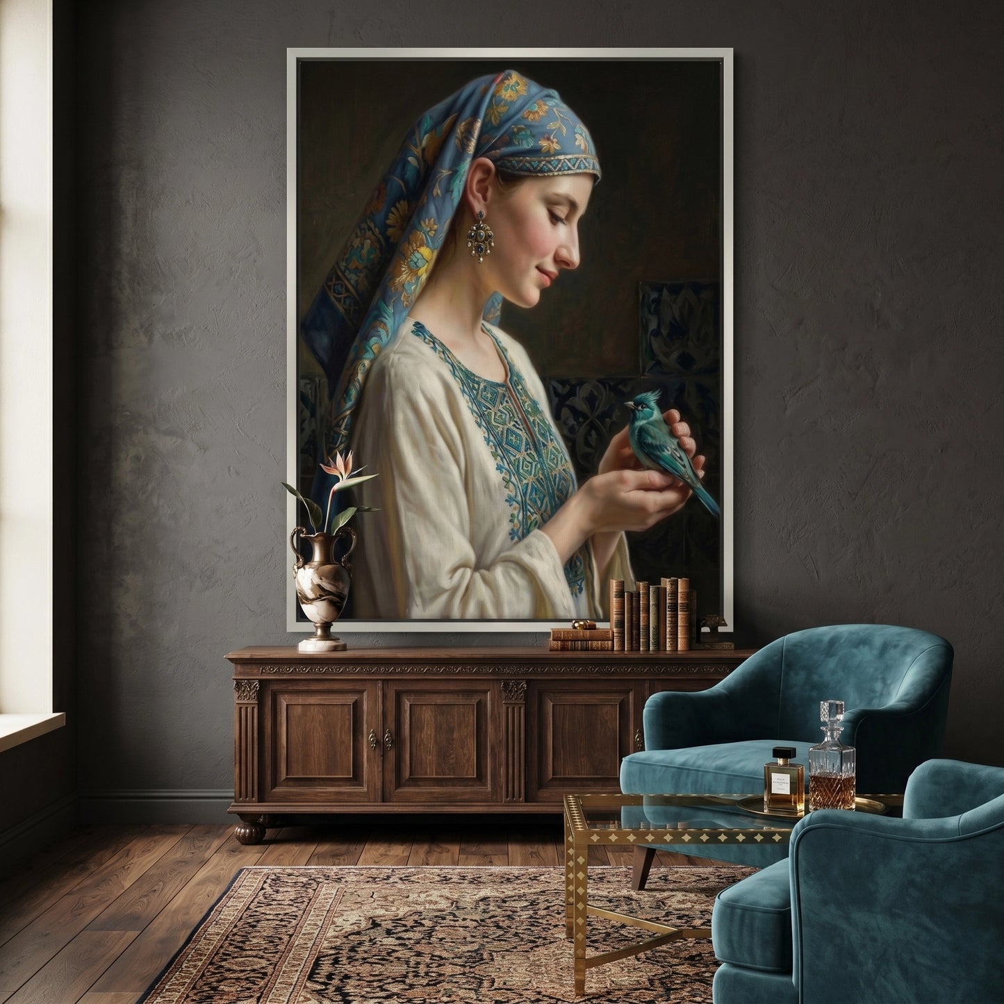 2Woman with Azure Bird - Canvas