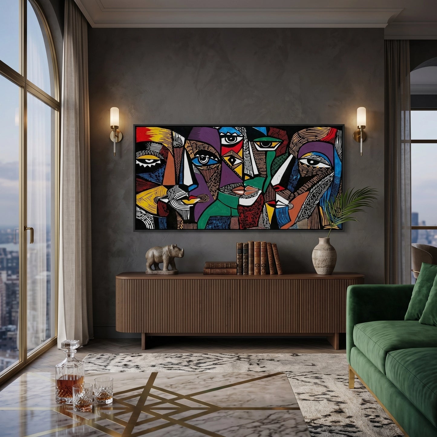 2Cubist Tribal Faces - Canvas