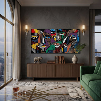 Cubist Tribal Faces - Canvas