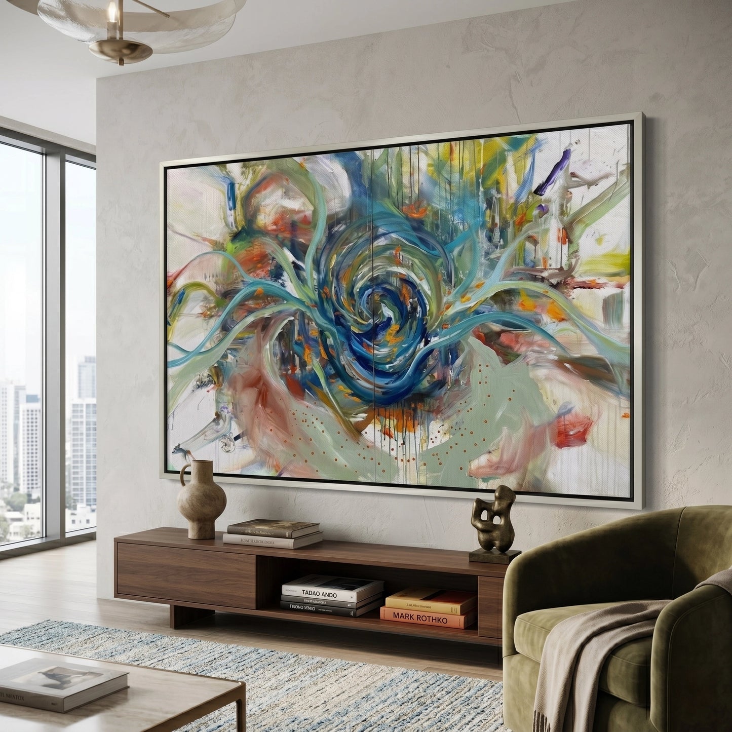 2Teal Motion Abstract - Canvas