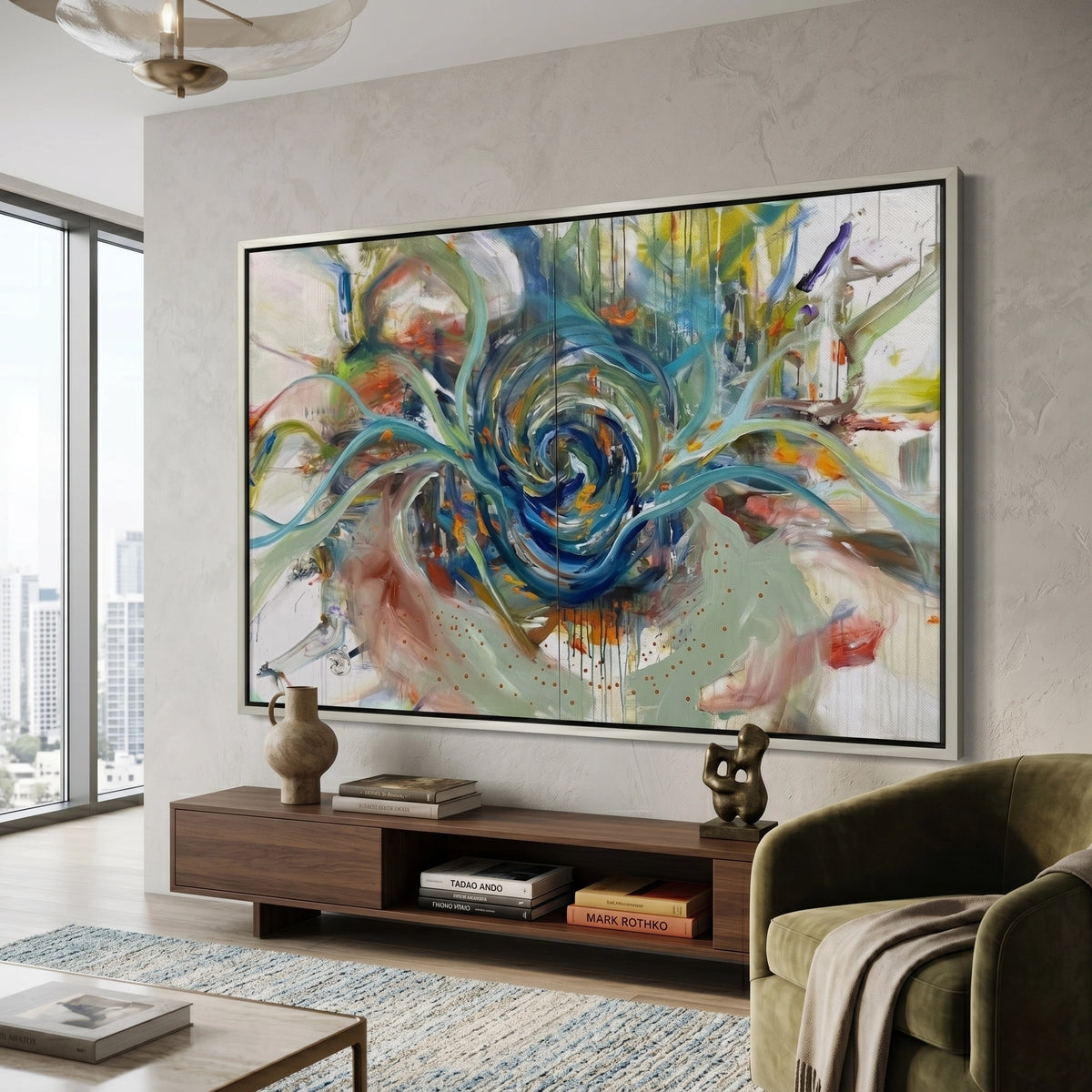 Teal Motion Abstract - Canvas