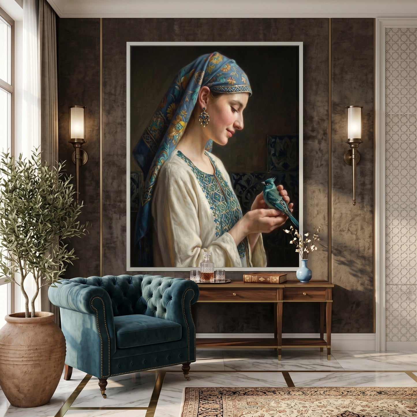 2Woman with Azure Bird - Fine Art