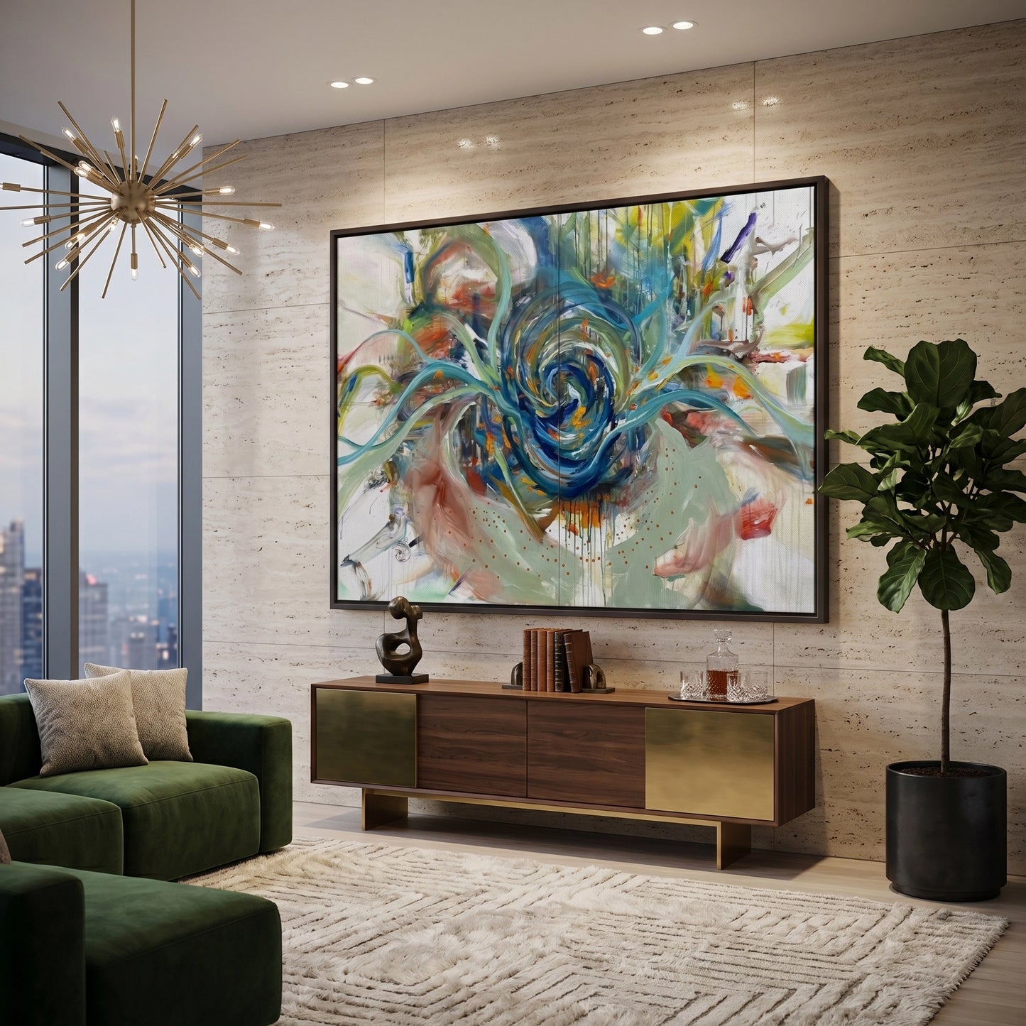 2Teal Motion Abstract - Canvas