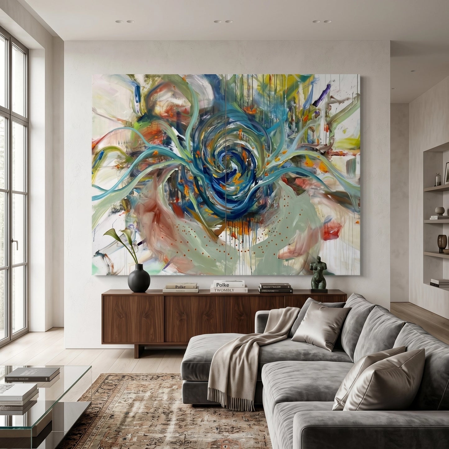 2Teal Motion Abstract - Canvas