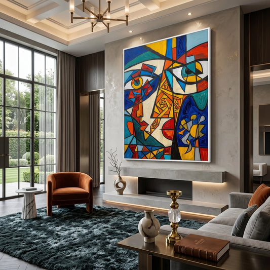 Abstract Cubist Portrait - Fine Art