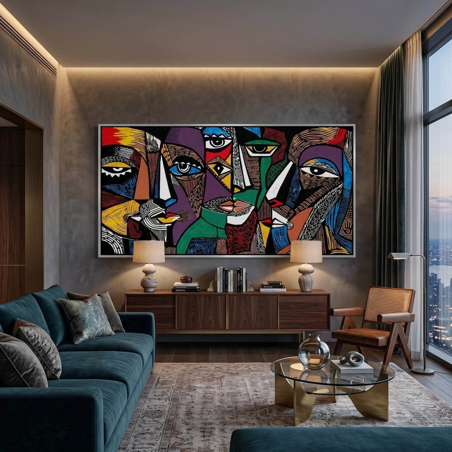 2Cubist Tribal Faces - Canvas