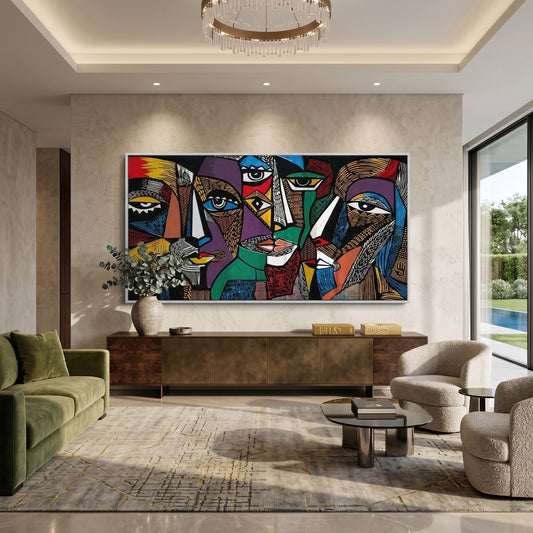 Cubist Tribal Faces - Fine Art