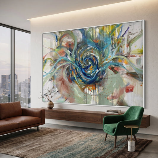 Teal Motion Abstract - Fine Art
