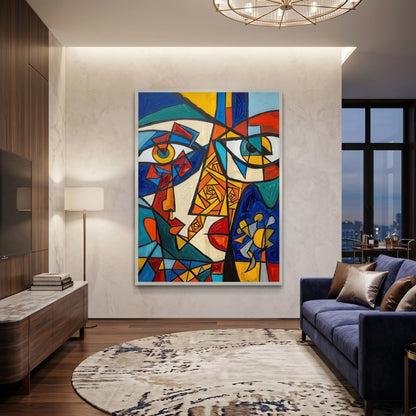 Abstract Cubist Portrait - Fine Art