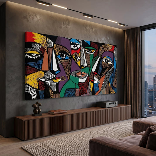 Cubist Tribal Faces - Canvas