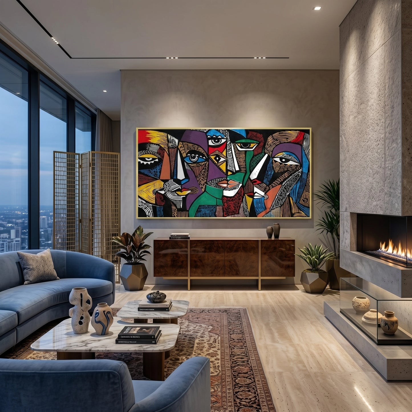 2Cubist Tribal Faces - Fine Art
