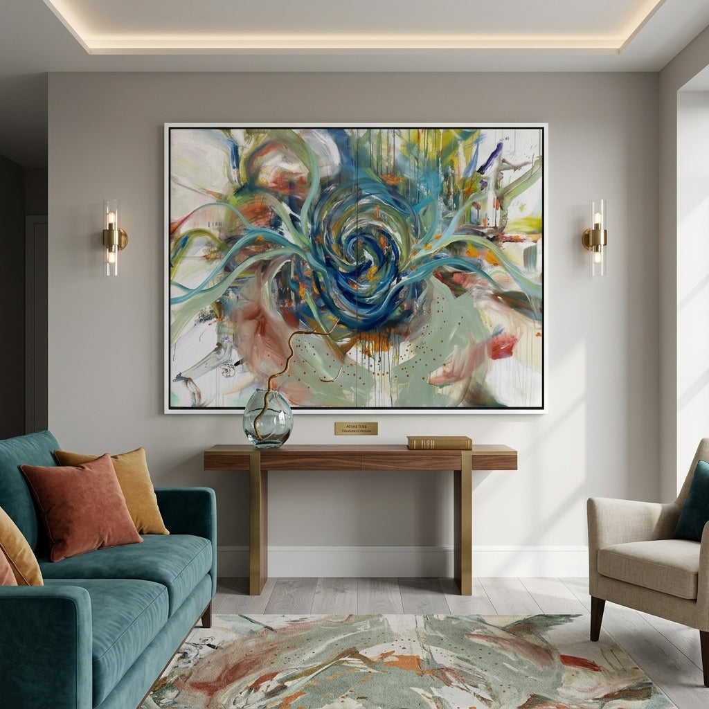 2Teal Motion Abstract - Canvas