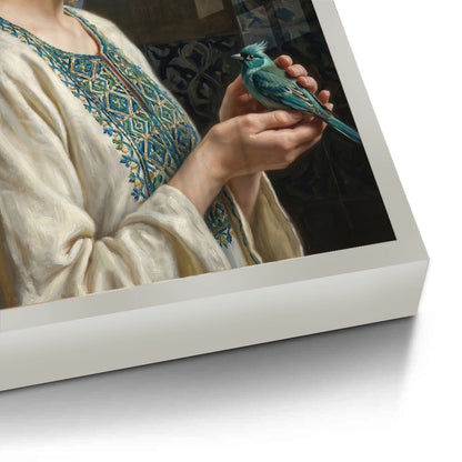 Woman with Azure Bird - Fine Art