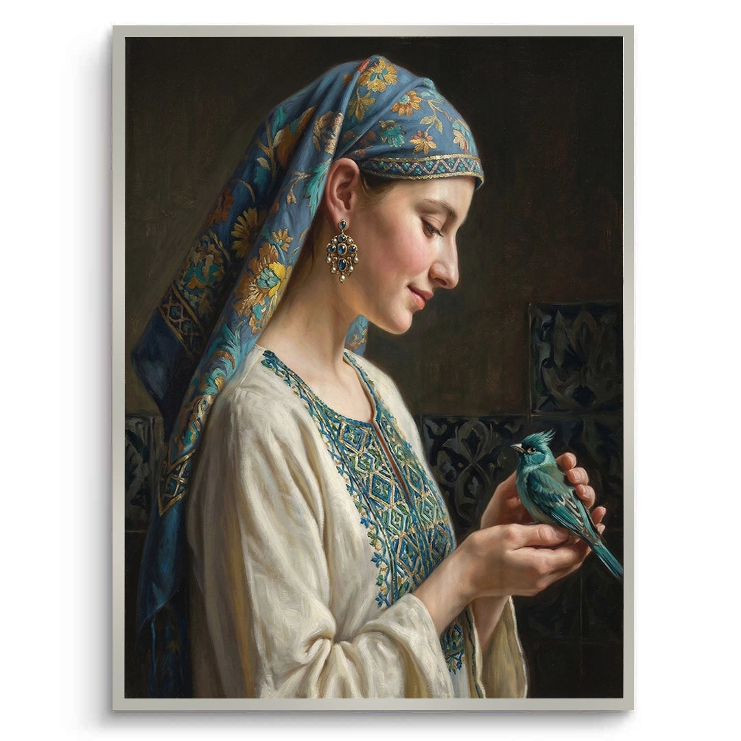 2Woman with Azure Bird - Fine Art