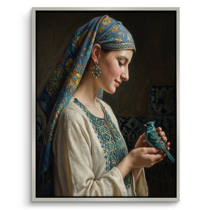 Woman with Azure Bird - Canvas