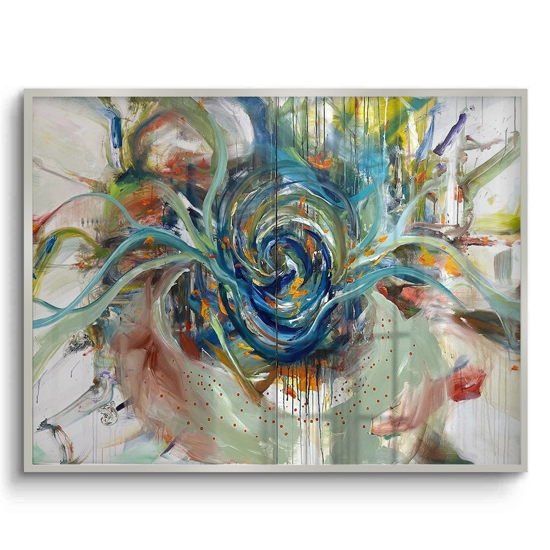 2Teal Motion Abstract - Fine Art