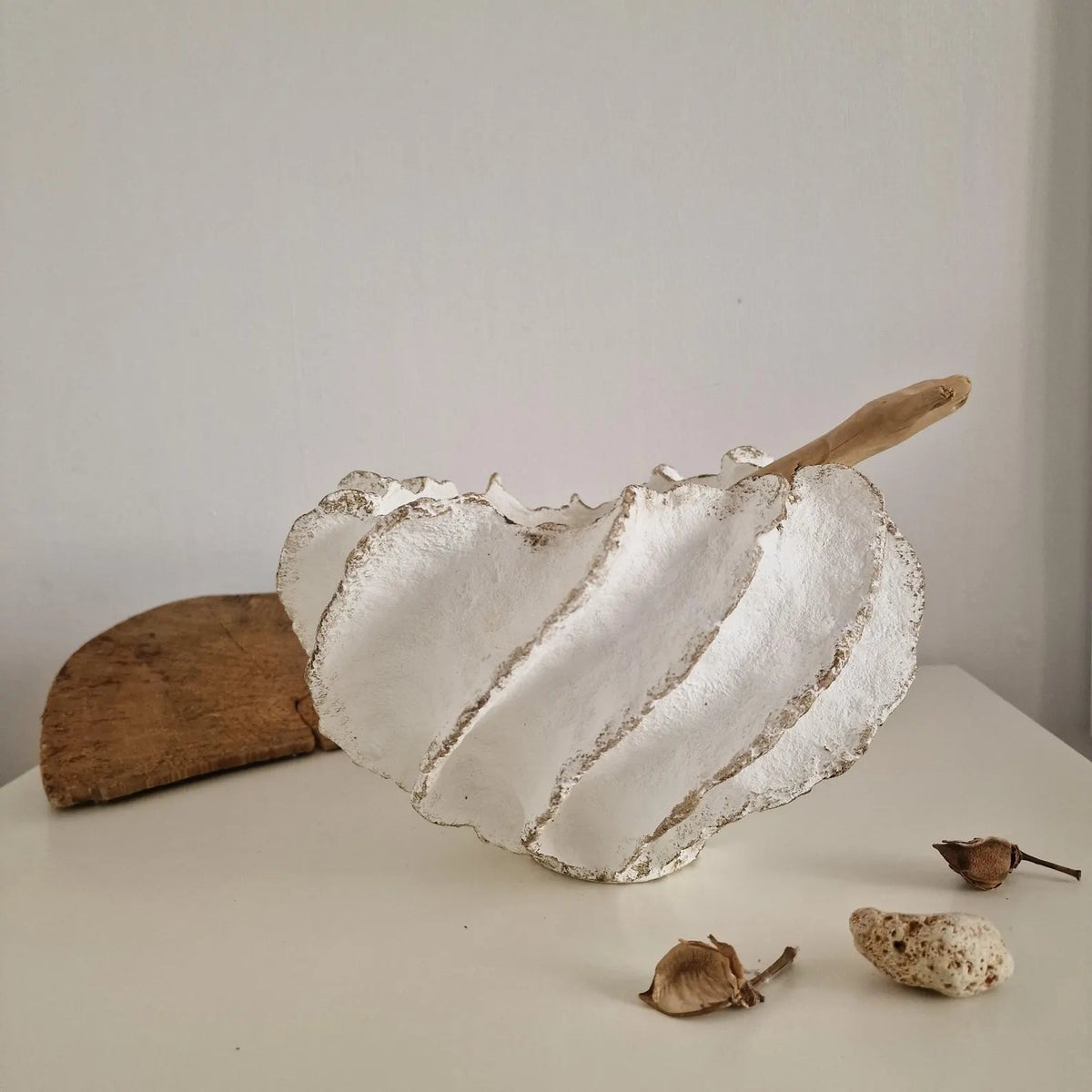 Seafoam Shell Handmade Sculptural Vessel – White, Eco Paper (4)