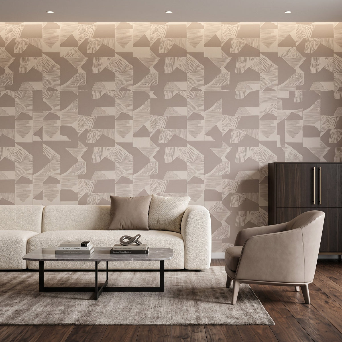 Abstract Brushstroke Wallpaper – Terracotta on Blush