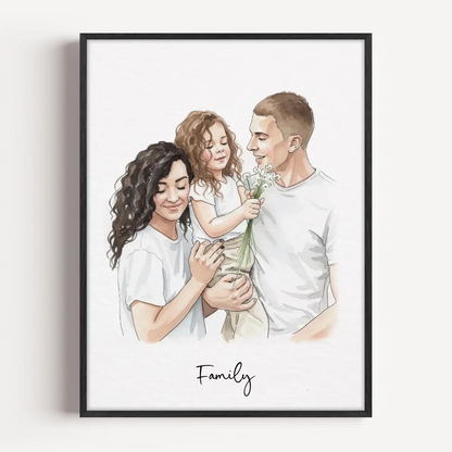 Watercolor family portrait