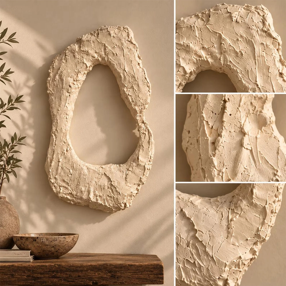 Dune Halo Textured Sculptural Wall Art – Ivory