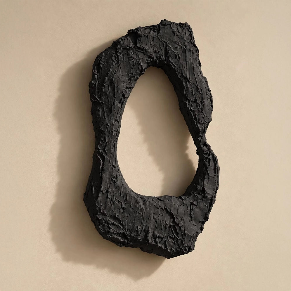 Dune Halo Textured Sculptural Wall Art – Charcoal Black