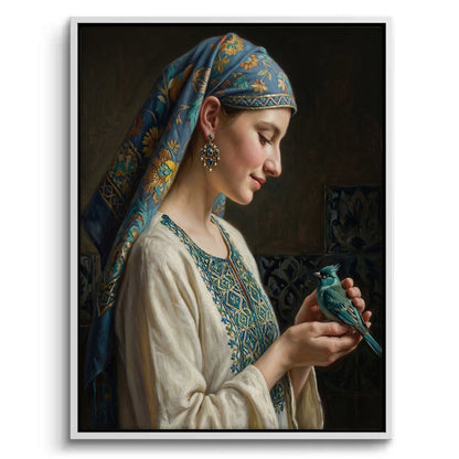Woman with Azure Bird - Canvas