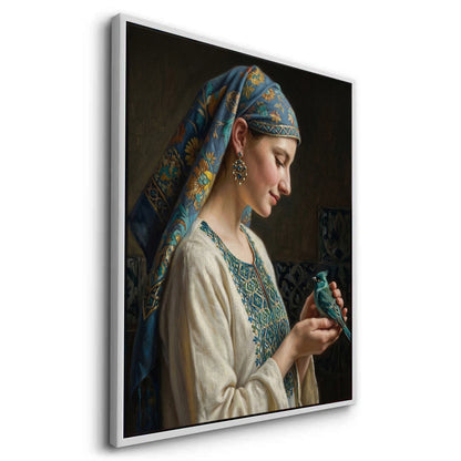 Woman with Azure Bird - Canvas