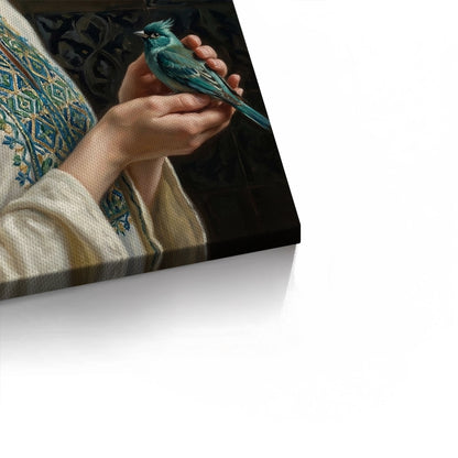 Woman with Azure Bird - Canvas