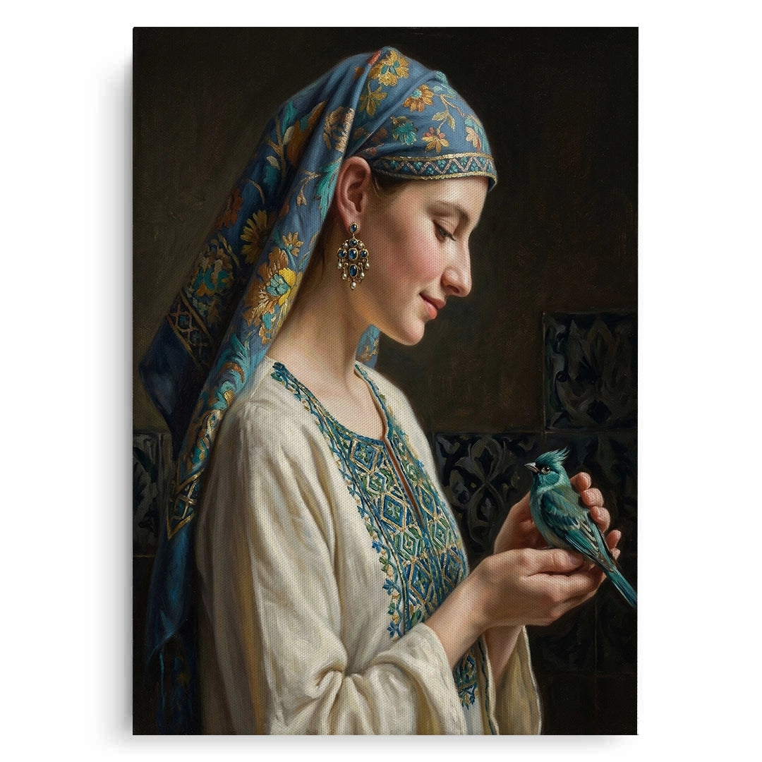 2Woman with Azure Bird - Canvas