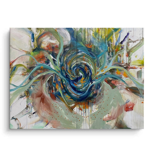 Teal Motion Abstract - Canvas