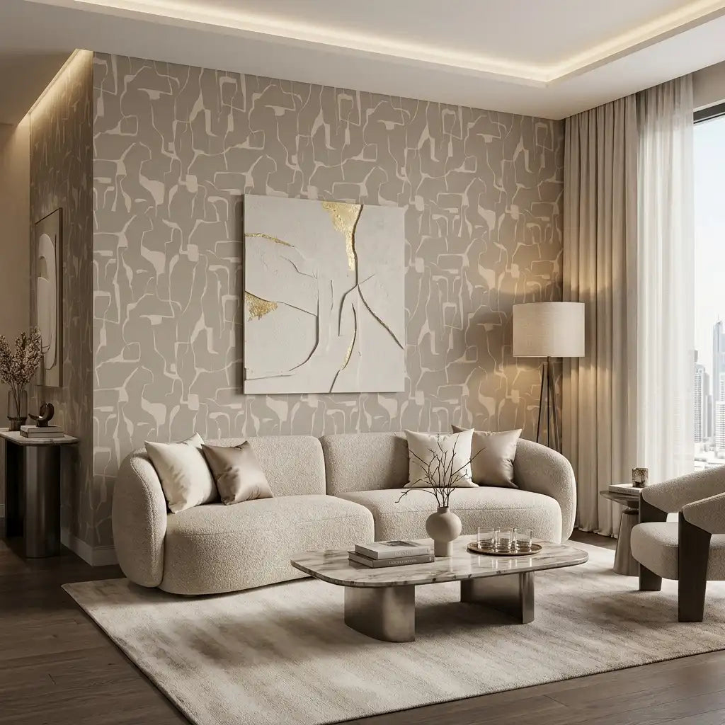 Abstract Puzzle Shapes Wallpaper – Cashmere room