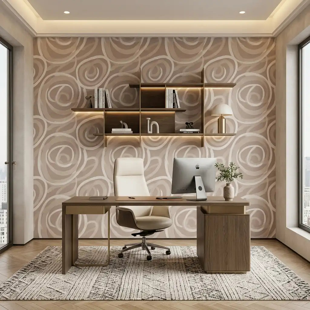 Beige Swirl Wallpaper – Office