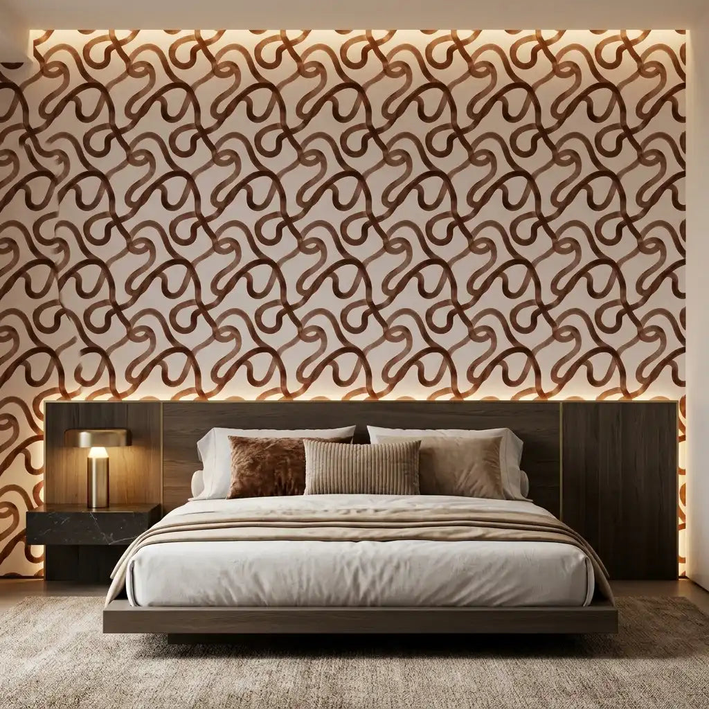Black Loop Ribbon Wallpaper – Bedroom