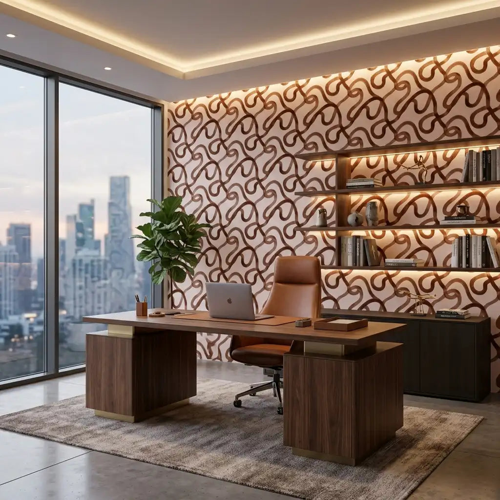 Black Loop Ribbon Wallpaper – Office