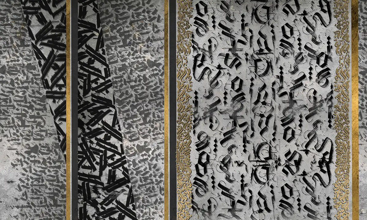 Black Marble Panel Wallpaper Mural – design
