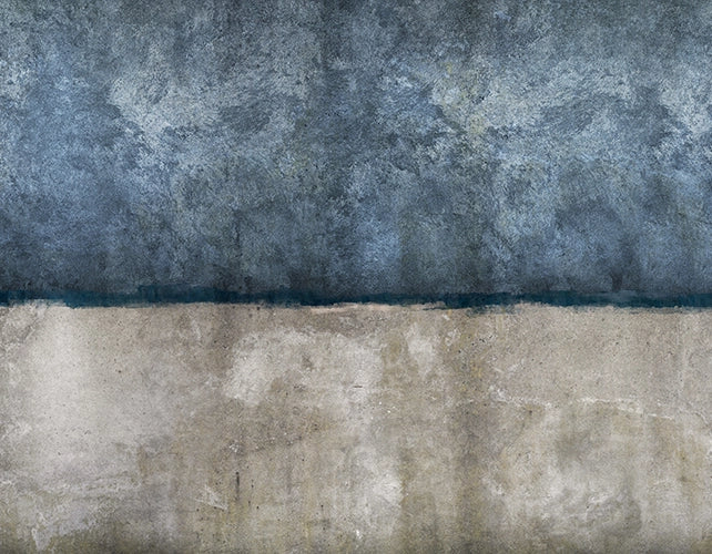 Blue Grey Two-Tone Plaster Wallpaper Mural – design