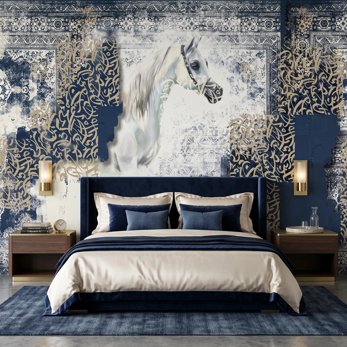 Blue Marble Collage Wallpaper Mural – Bedroom
