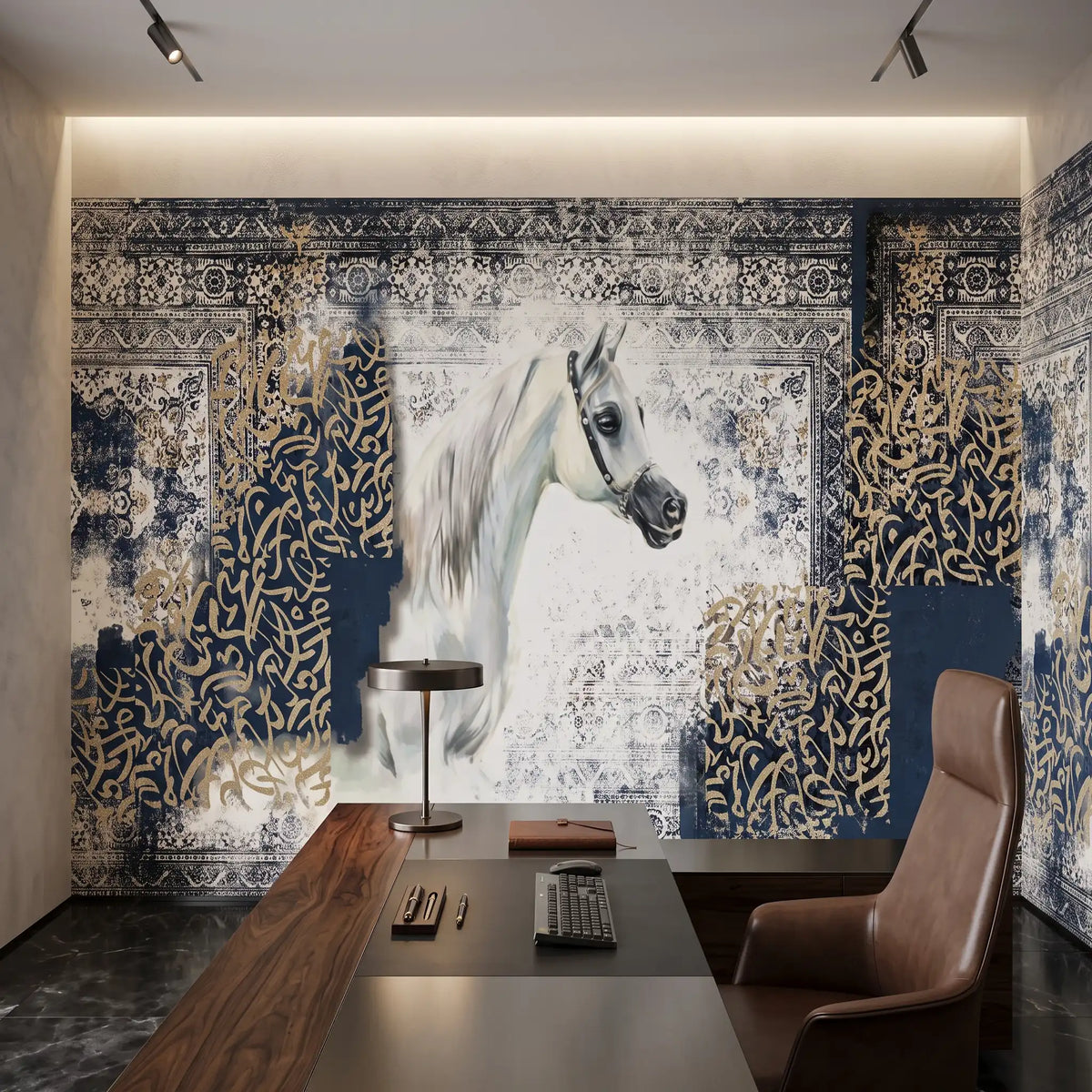 Blue Marble Collage Wallpaper Mural – Office