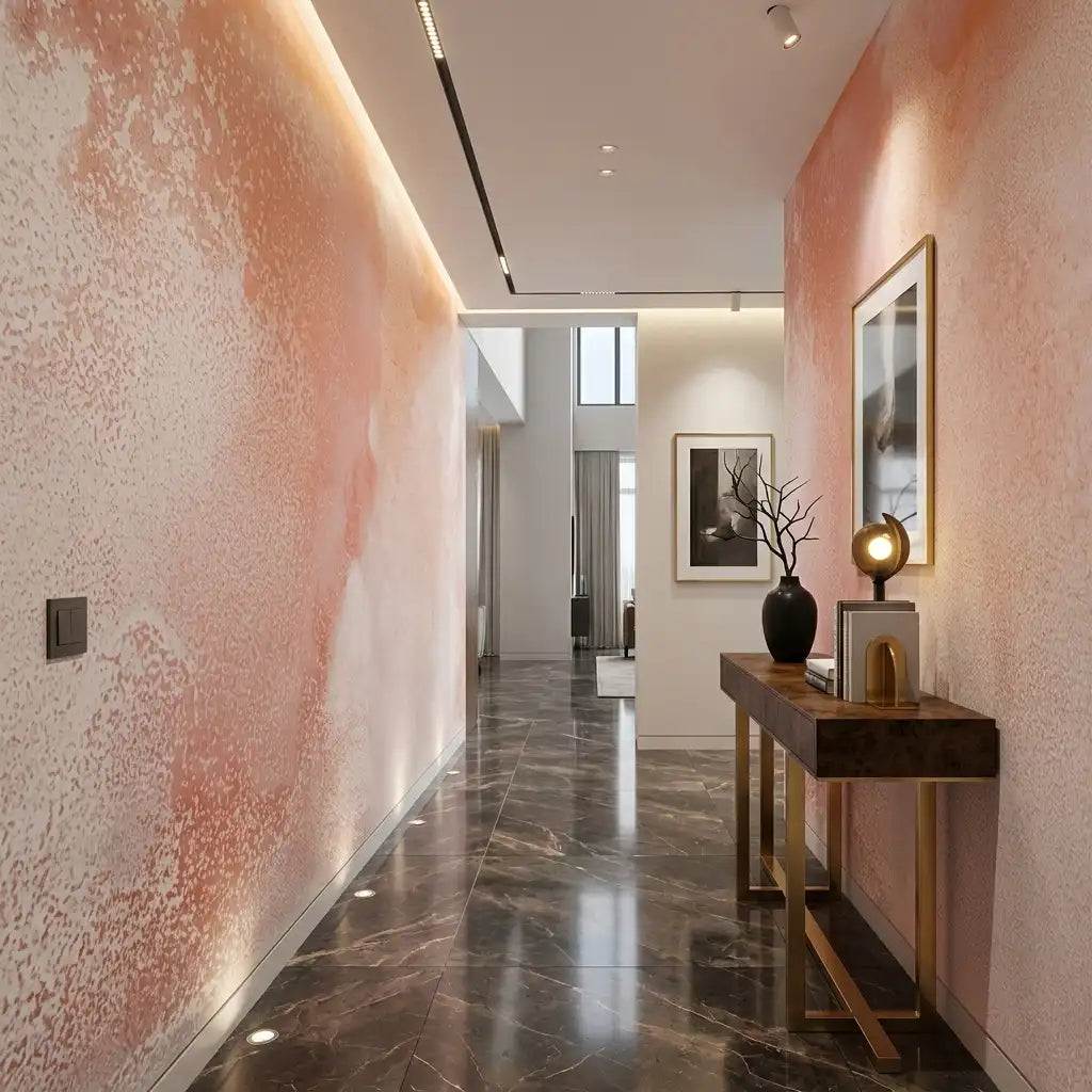 Blush Watercolor Wash Wallpaper Mural – Hallway